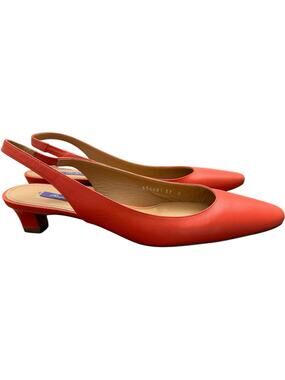 Ralph Lauren Purple Label Kels Leather Slingback In Orange Womens Size 37.5